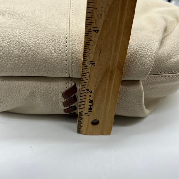 LODIS Womens Purse Medium Whipstitch Leather Tote Lacey Sand/Chestnut - Picture 11 of 14